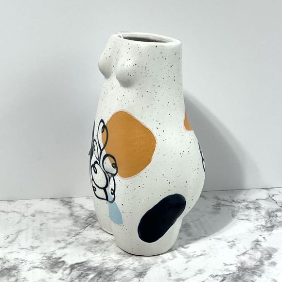Female Form Body Ceramic Bud Vase Handmade White Floral Abstract Butt Booty Bust - Picture 6 of 17